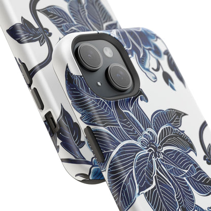 Magnetic Impact - Resistant Phone Case — Blue Botanical Floral Design - DIGITAL X