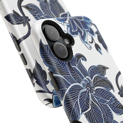 Magnetic Impact - Resistant Phone Case — Blue Botanical Floral Design - DIGITAL X