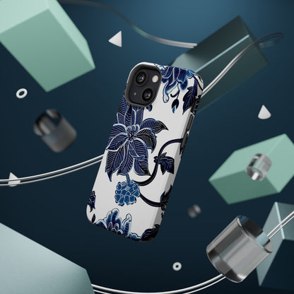 Magnetic Impact - Resistant Phone Case — Blue Botanical Floral Design - DIGITAL X