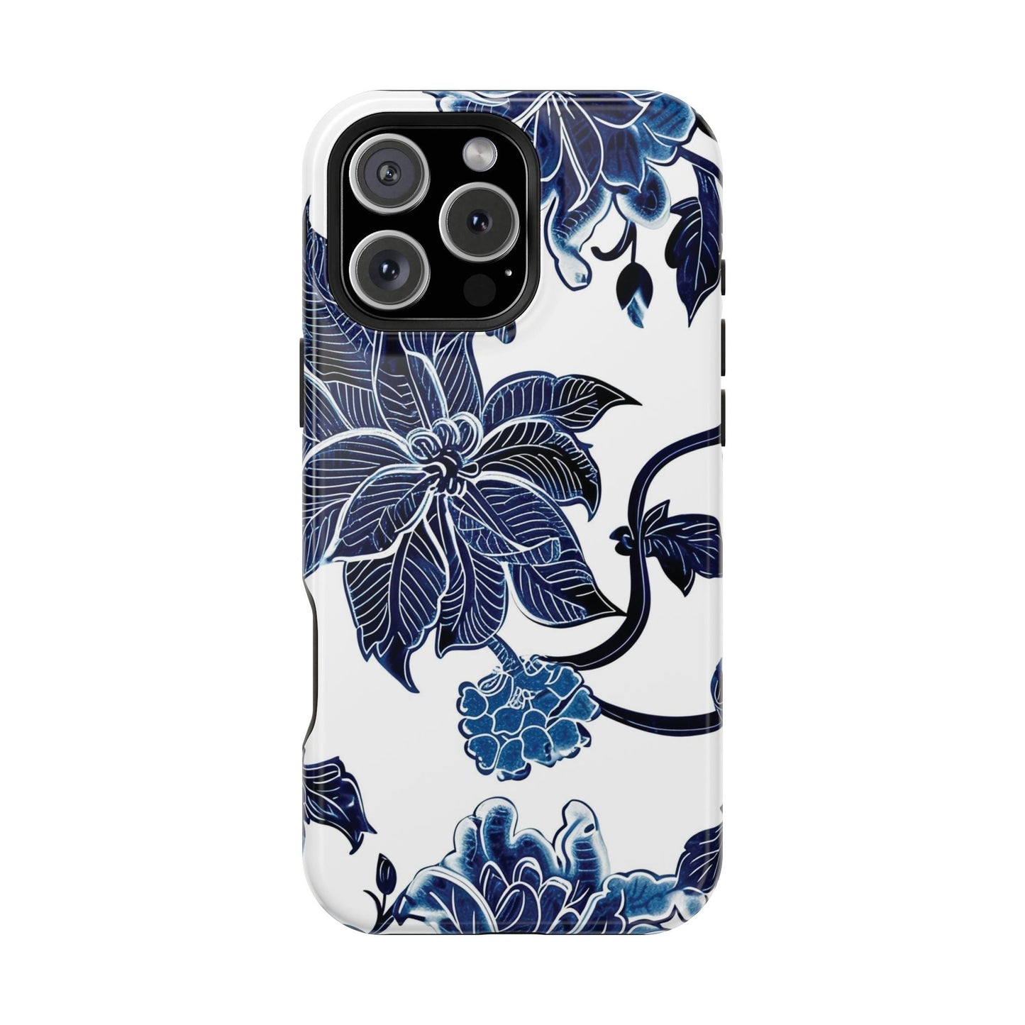 Magnetic Impact - Resistant Phone Case — Blue Botanical Floral Design - DIGITAL X