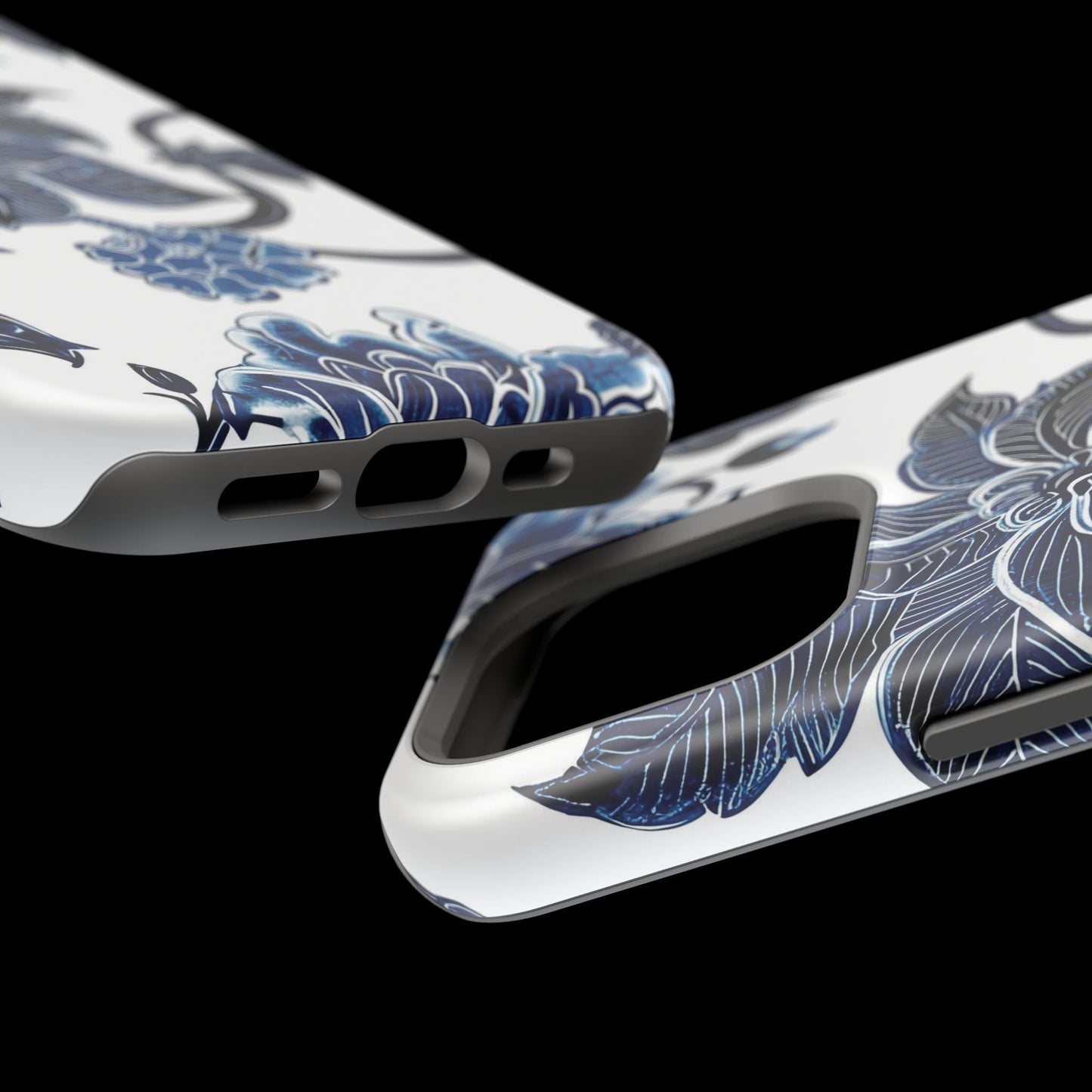 Magnetic Impact - Resistant Phone Case — Blue Botanical Floral Design - DIGITAL X