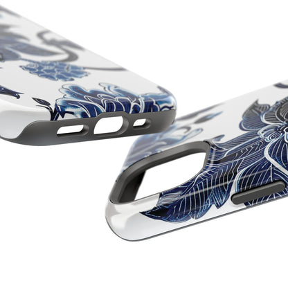 Magnetic Impact - Resistant Phone Case — Blue Botanical Floral Design - DIGITAL X