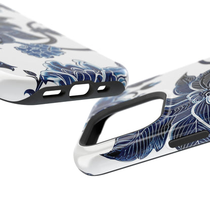Magnetic Impact - Resistant Phone Case — Blue Botanical Floral Design - DIGITAL X