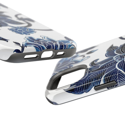 Magnetic Impact - Resistant Phone Case — Blue Botanical Floral Design - DIGITAL X