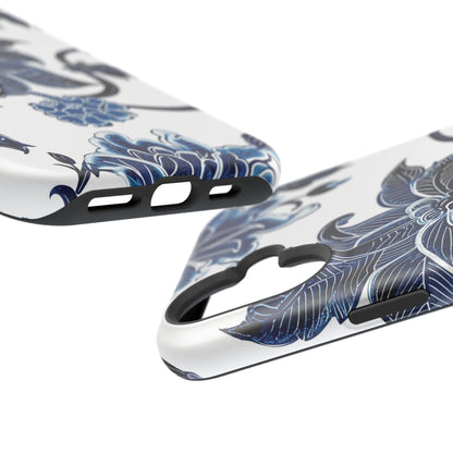 Magnetic Impact - Resistant Phone Case — Blue Botanical Floral Design - DIGITAL X