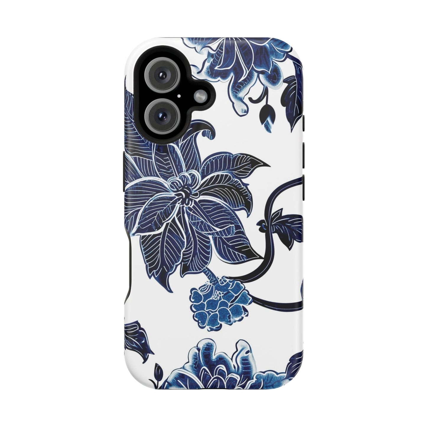 Magnetic Impact - Resistant Phone Case — Blue Botanical Floral Design - DIGITAL X