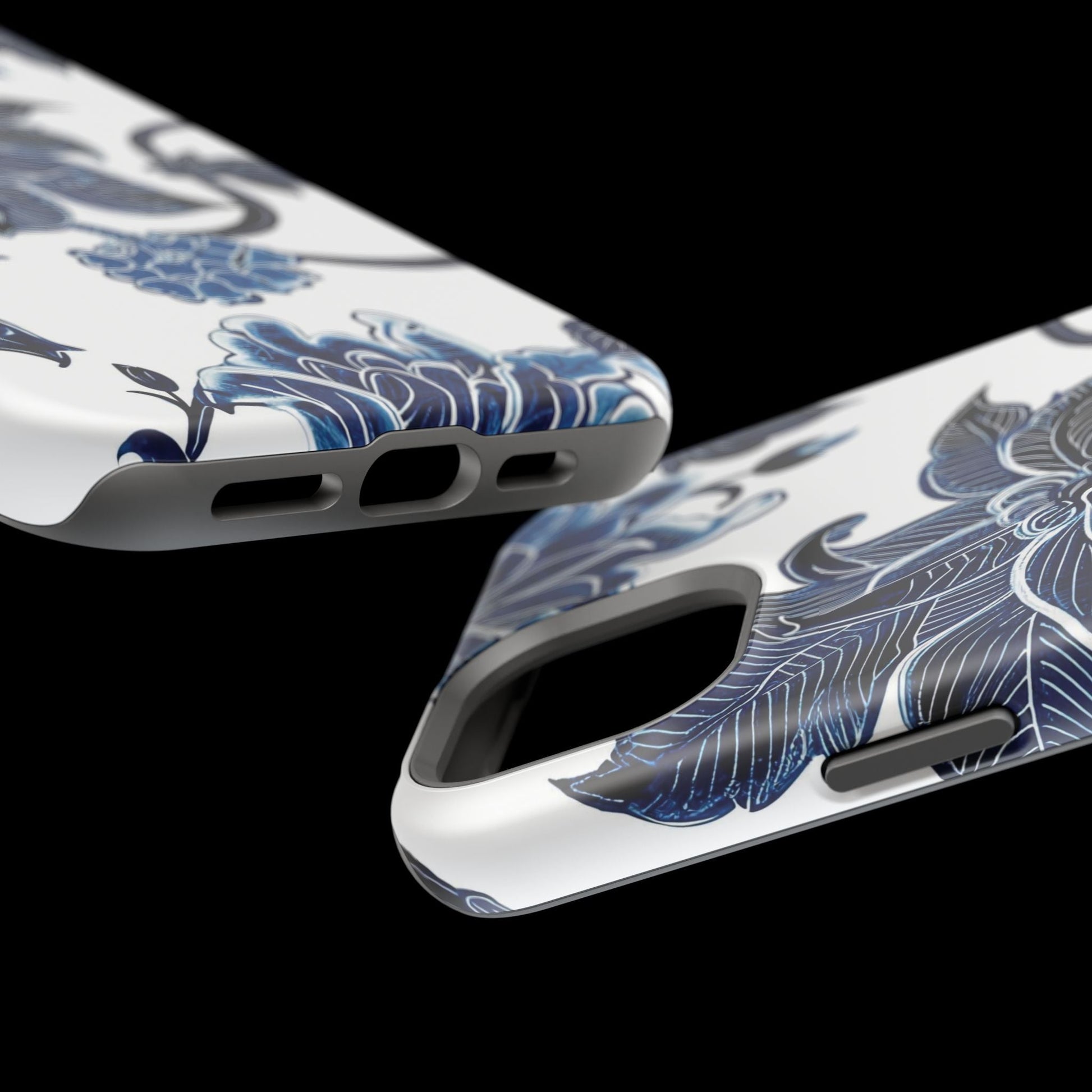 Magnetic Impact - Resistant Phone Case — Blue Botanical Floral Design - DIGITAL X