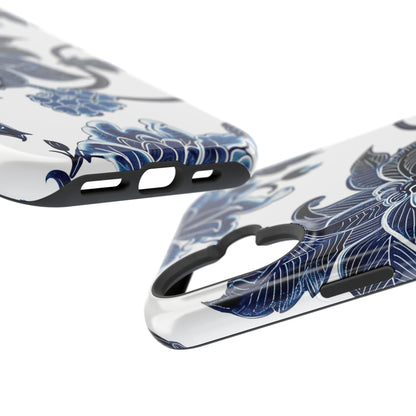 Magnetic Impact - Resistant Phone Case — Blue Botanical Floral Design - DIGITAL X