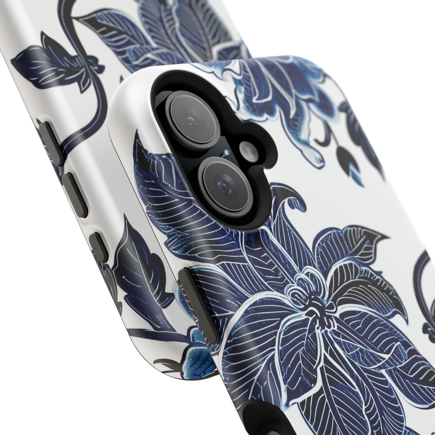Magnetic Impact - Resistant Phone Case — Blue Botanical Floral Design - DIGITAL X