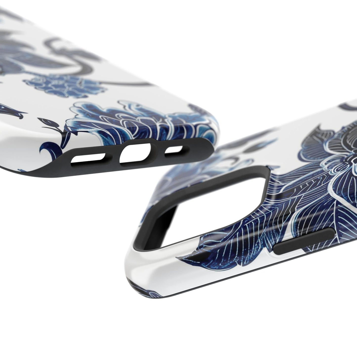 Magnetic Impact - Resistant Phone Case — Blue Botanical Floral Design - DIGITAL X