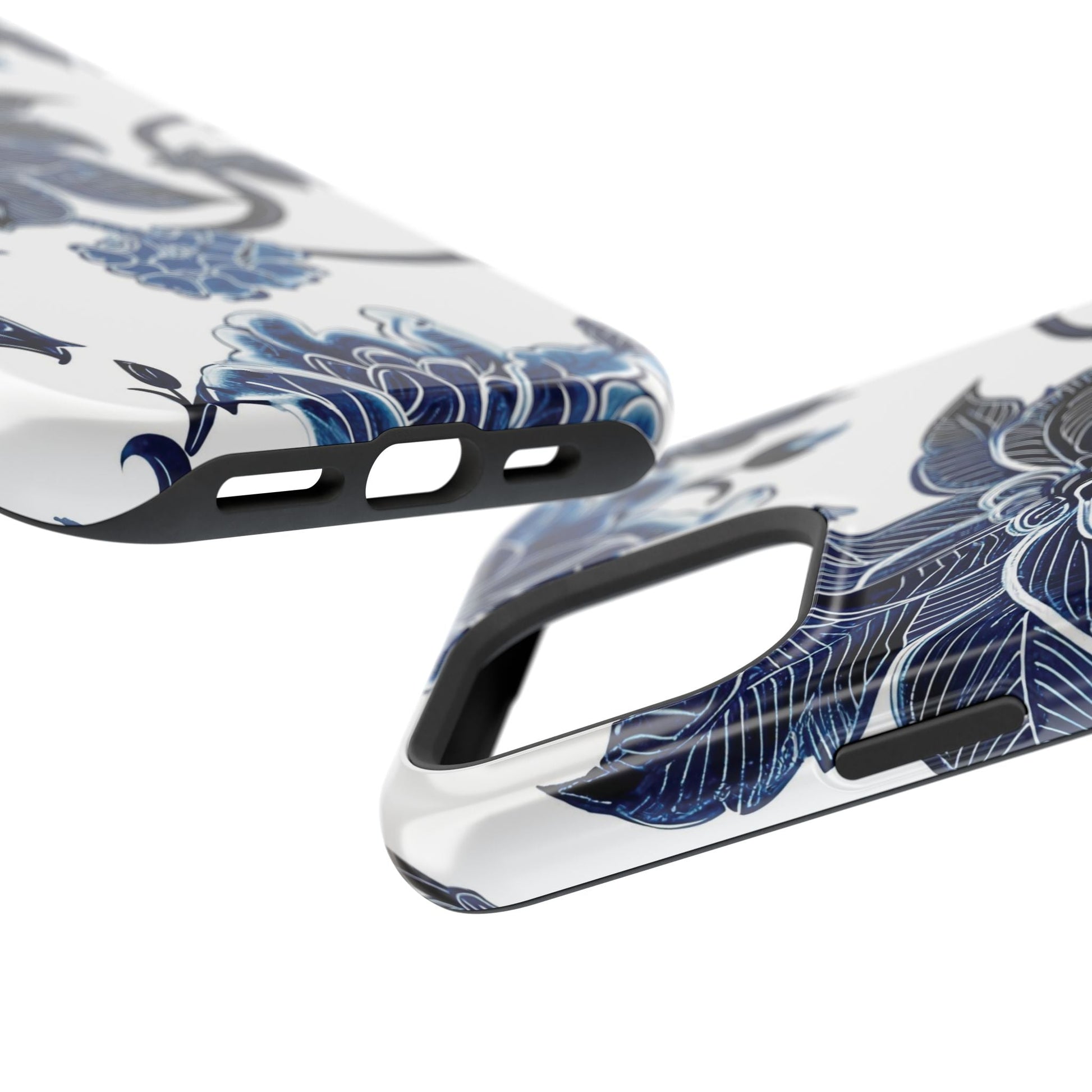 Magnetic Impact - Resistant Phone Case — Blue Botanical Floral Design - DIGITAL X