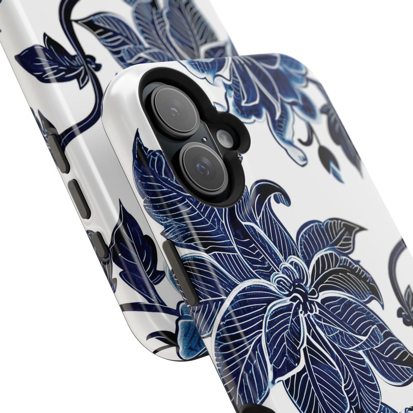 Magnetic Impact - Resistant Phone Case — Blue Botanical Floral Design - DIGITAL X