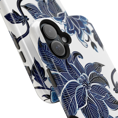 Magnetic Impact - Resistant Phone Case — Blue Botanical Floral Design - DIGITAL X