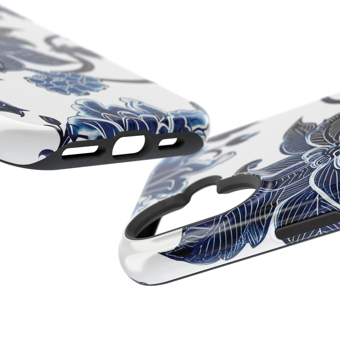 Magnetic Impact - Resistant Phone Case — Blue Botanical Floral Design - DIGITAL X