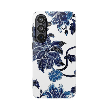 Magnetic Impact - Resistant Phone Case — Blue Botanical Floral Design - DIGITAL X