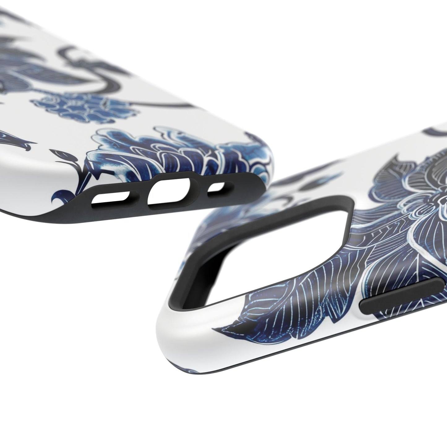 Magnetic Impact - Resistant Phone Case — Blue Botanical Floral Design - DIGITAL X