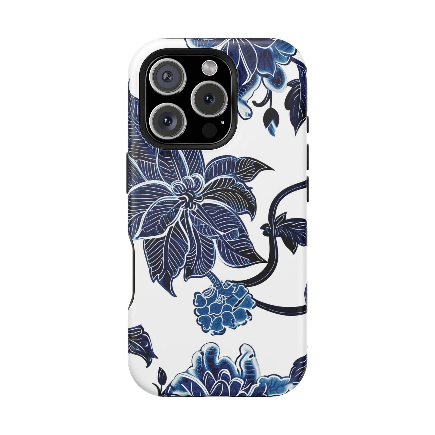 Magnetic Impact - Resistant Phone Case — Blue Botanical Floral Design - DIGITAL X