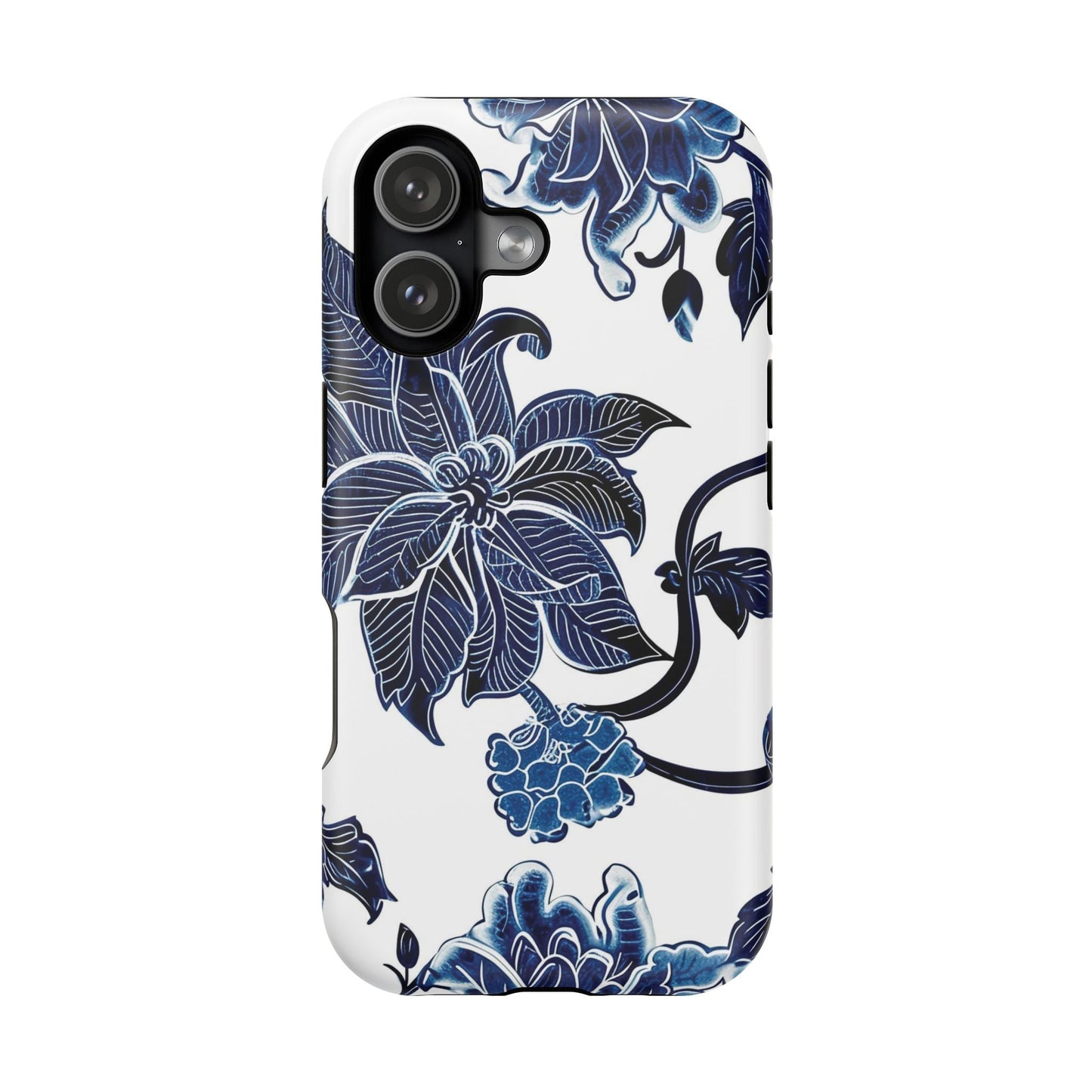 Magnetic Impact - Resistant Phone Case — Blue Botanical Floral Design - DIGITAL X