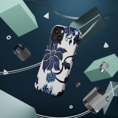 Magnetic Impact - Resistant Phone Case — Blue Botanical Floral Design - DIGITAL X