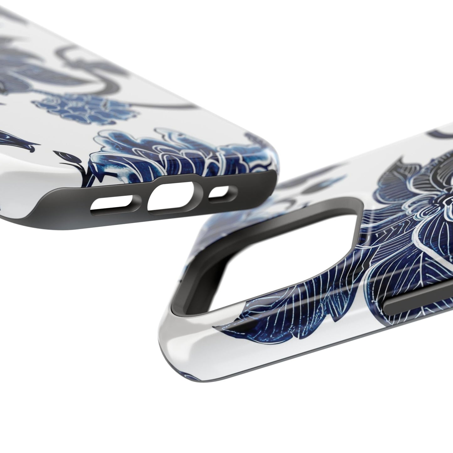 Magnetic Impact - Resistant Phone Case — Blue Botanical Floral Design - DIGITAL X