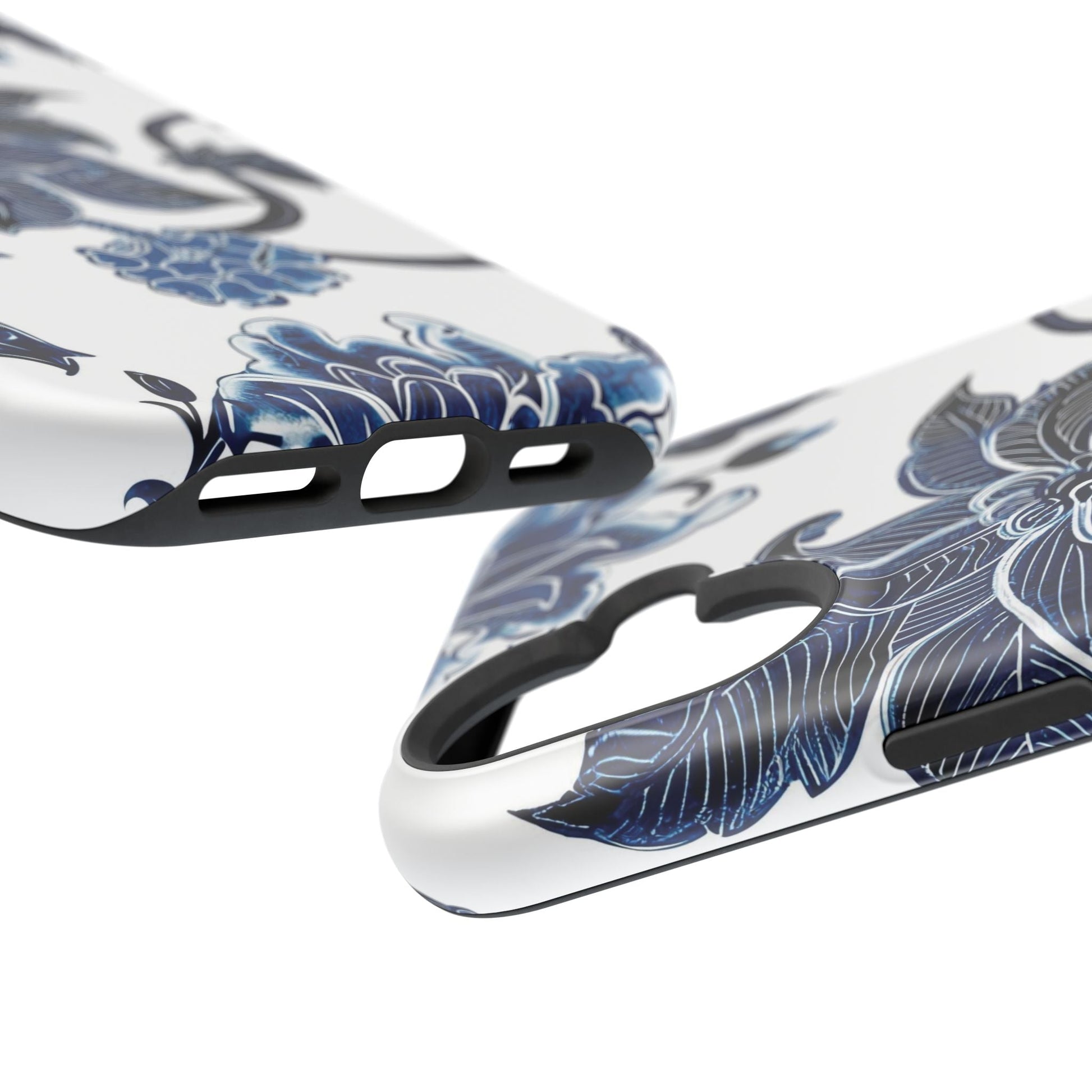 Magnetic Impact - Resistant Phone Case — Blue Botanical Floral Design - DIGITAL X