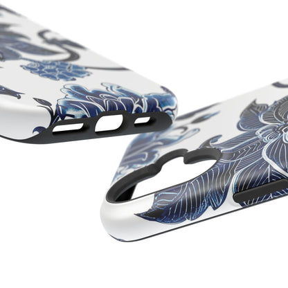 Magnetic Impact - Resistant Phone Case — Blue Botanical Floral Design - DIGITAL X