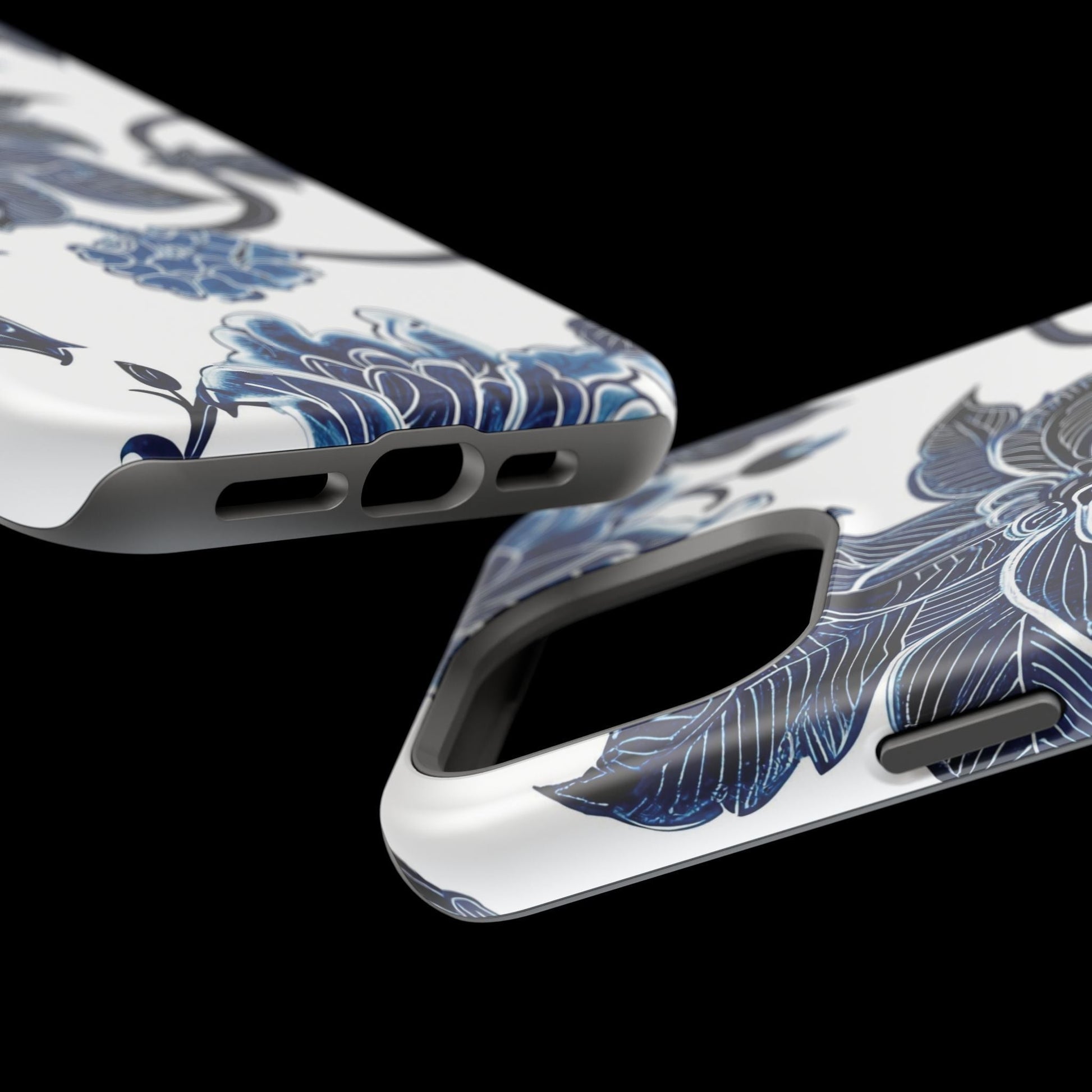 Magnetic Impact - Resistant Phone Case — Blue Botanical Floral Design - DIGITAL X