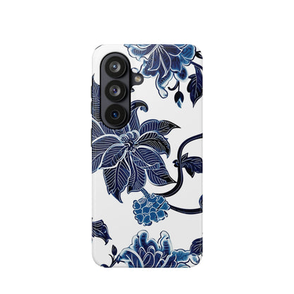 Magnetic Impact - Resistant Phone Case — Blue Botanical Floral Design - DIGITAL X