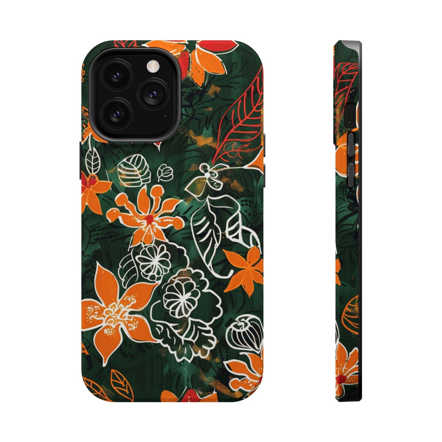 Magnetic Impact - Resistant Phone Case — Tropical Orange Floral - DIGITAL X
