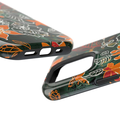 Magnetic Impact - Resistant Phone Case — Tropical Orange Floral - DIGITAL X