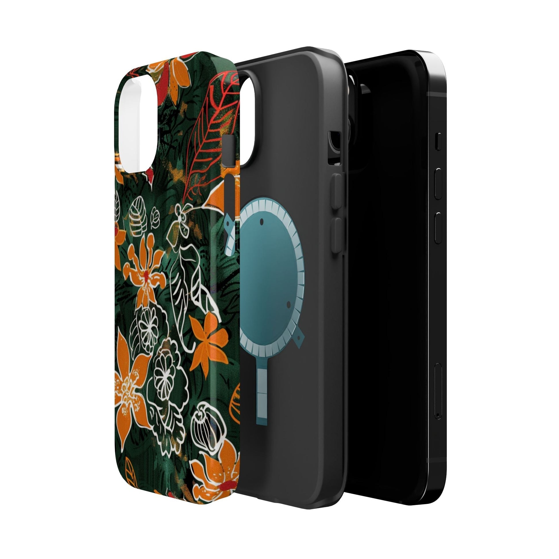 Magnetic Impact - Resistant Phone Case — Tropical Orange Floral - DIGITAL X