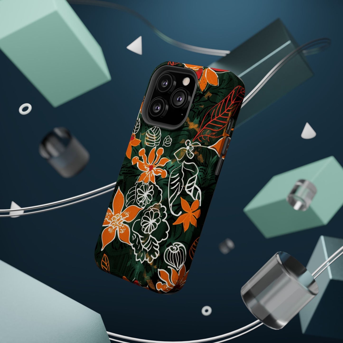 Magnetic Impact - Resistant Phone Case — Tropical Orange Floral - DIGITAL X