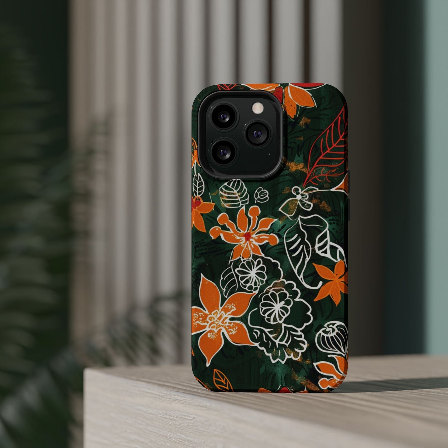 Magnetic Impact - Resistant Phone Case — Tropical Orange Floral - DIGITAL X