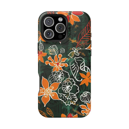 Magnetic Impact - Resistant Phone Case — Tropical Orange Floral - DIGITAL X