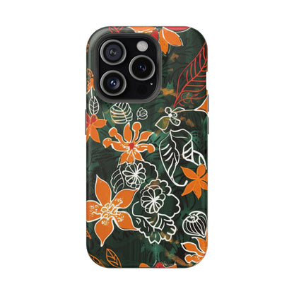 Magnetic Impact - Resistant Phone Case — Tropical Orange Floral - DIGITAL X