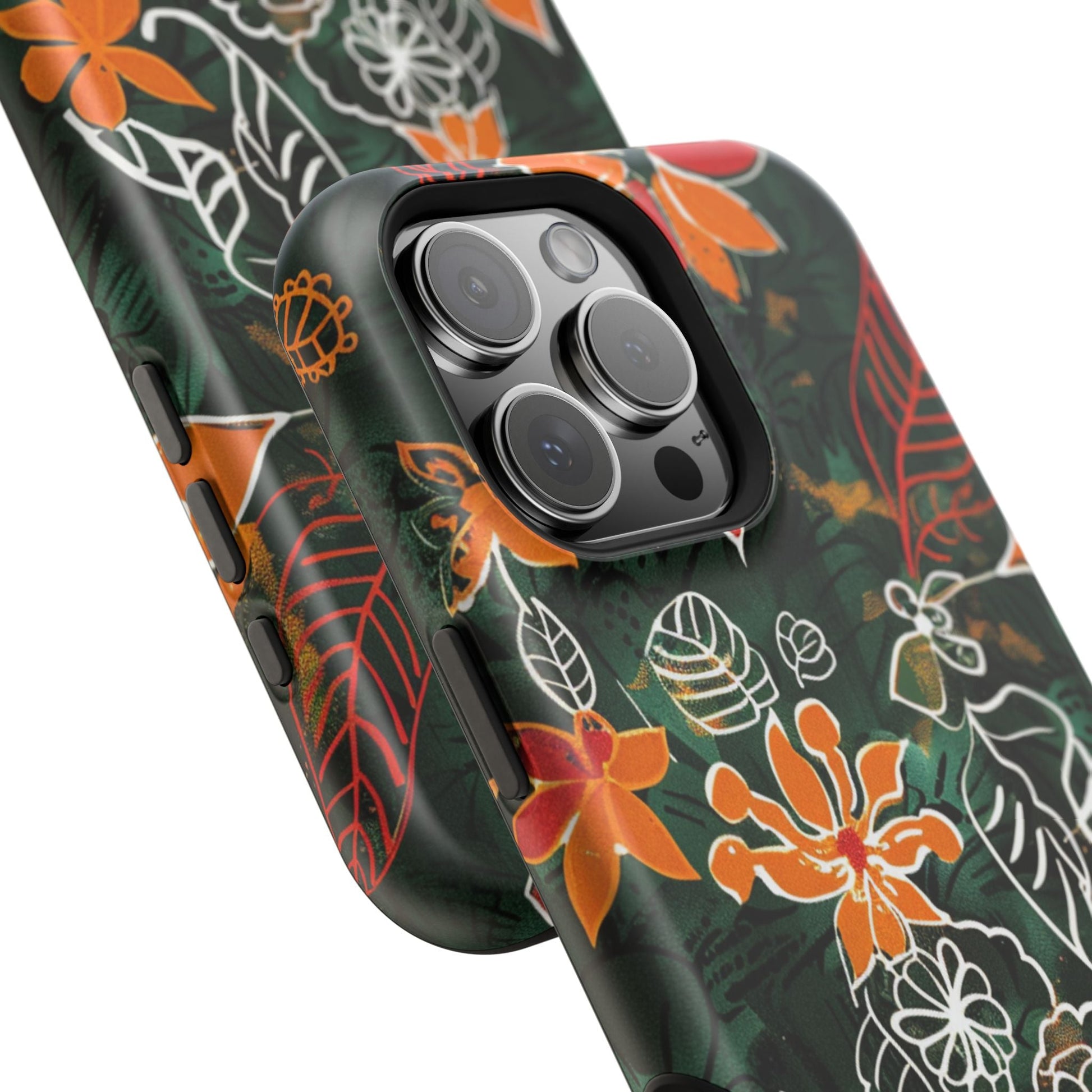 Magnetic Impact - Resistant Phone Case — Tropical Orange Floral - DIGITAL X
