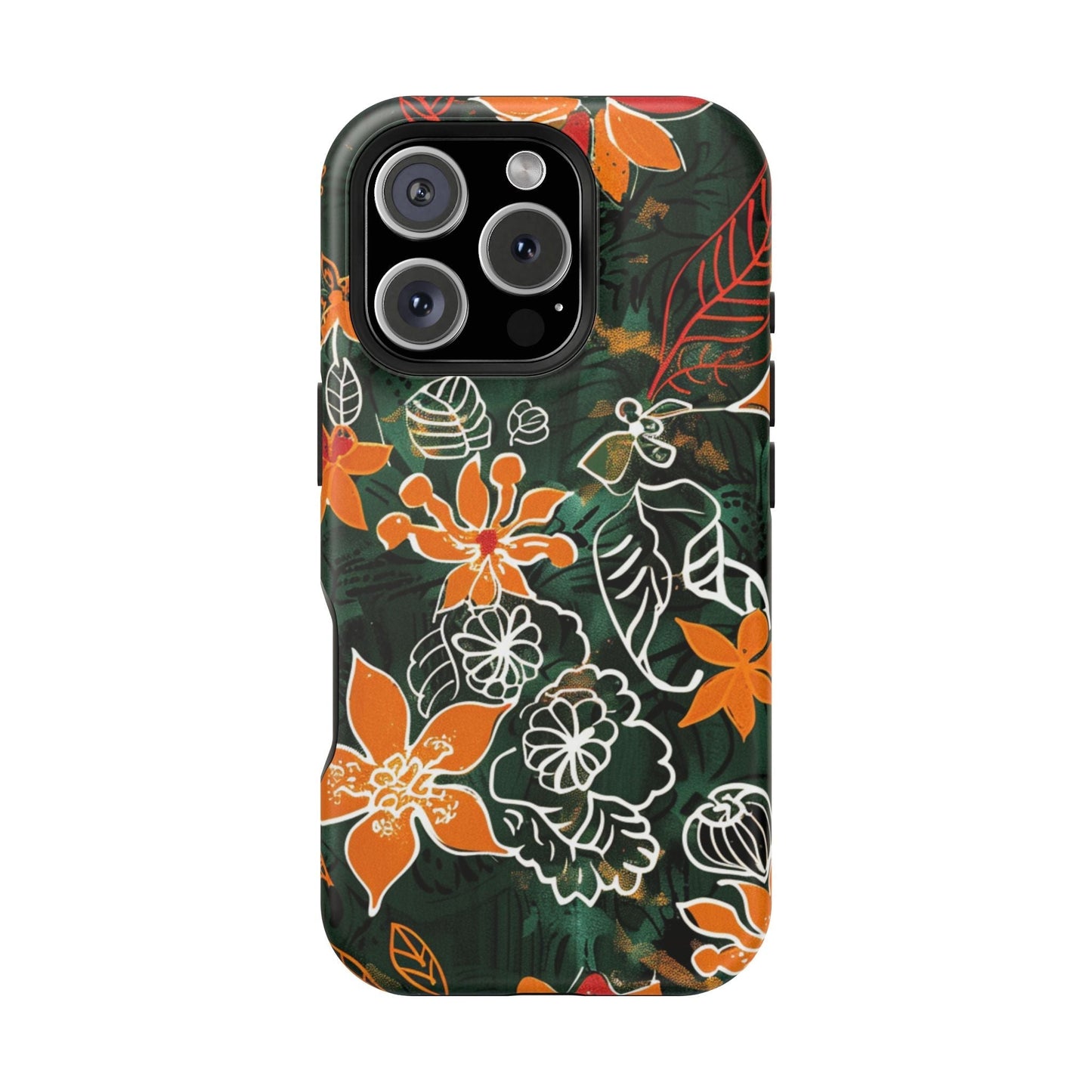 Magnetic Impact - Resistant Phone Case — Tropical Orange Floral - DIGITAL X