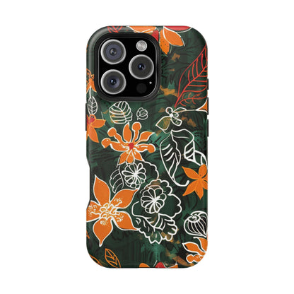 Magnetic Impact - Resistant Phone Case — Tropical Orange Floral - DIGITAL X