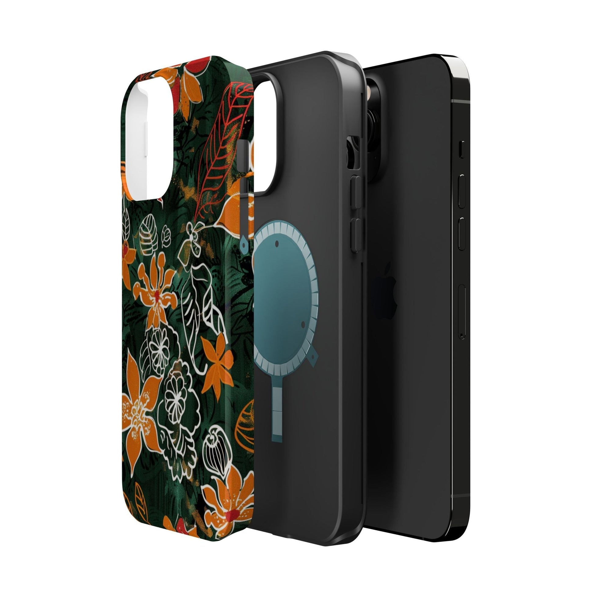 Magnetic Impact - Resistant Phone Case — Tropical Orange Floral - DIGITAL X
