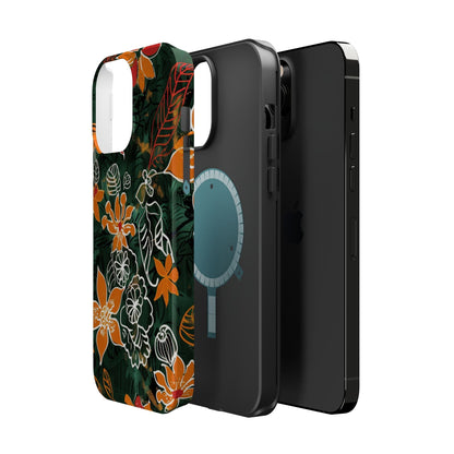 Magnetic Impact - Resistant Phone Case — Tropical Orange Floral - DIGITAL X