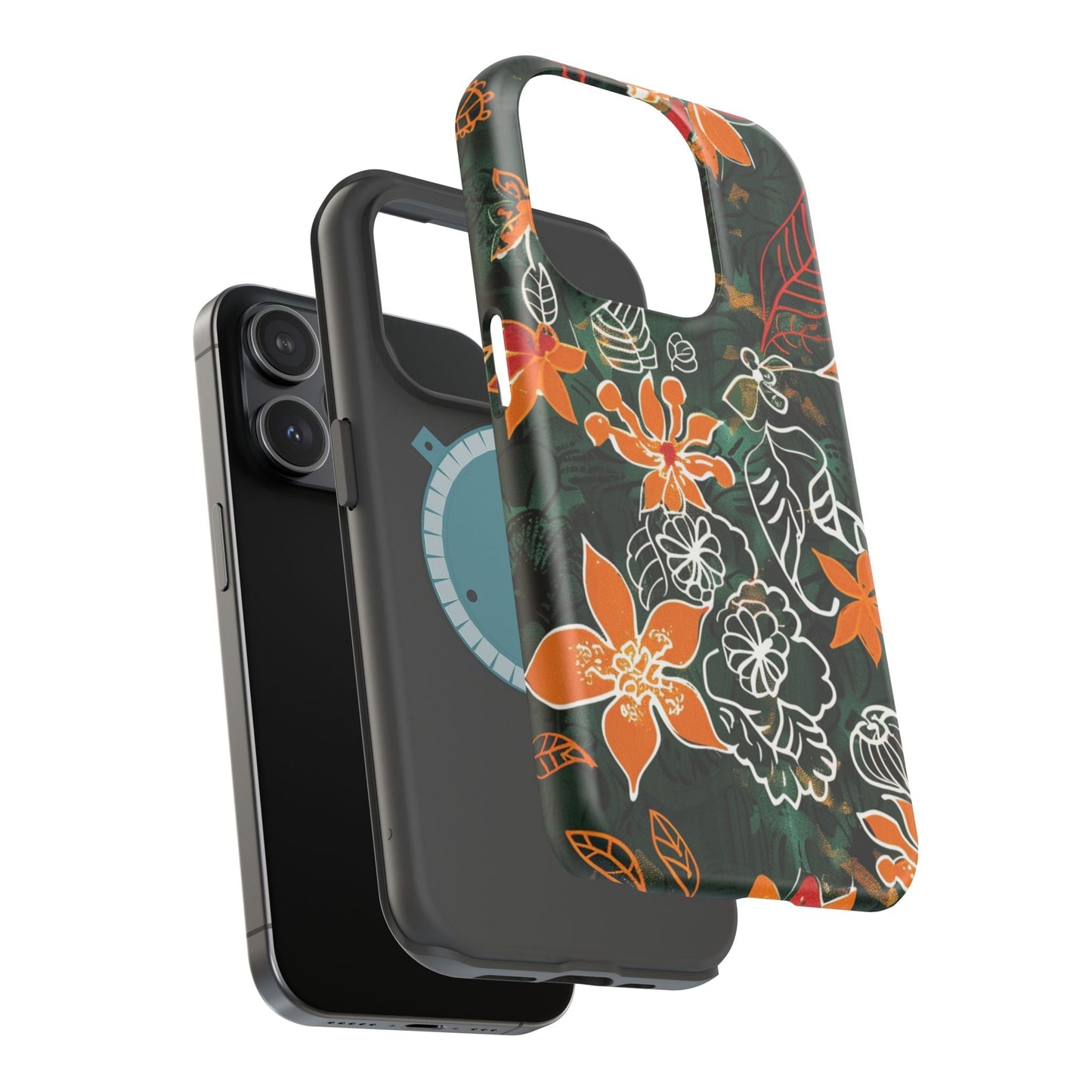 Magnetic Impact - Resistant Phone Case — Tropical Orange Floral - DIGITAL X
