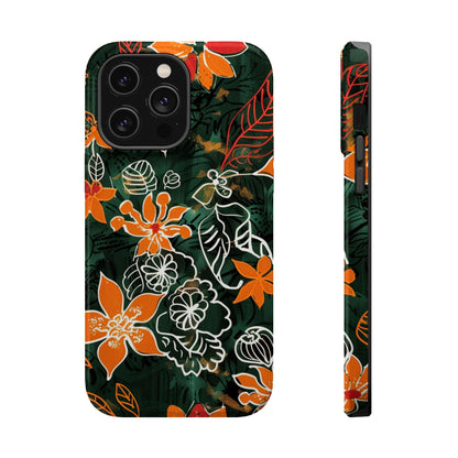Magnetic Impact - Resistant Phone Case — Tropical Orange Floral - DIGITAL X