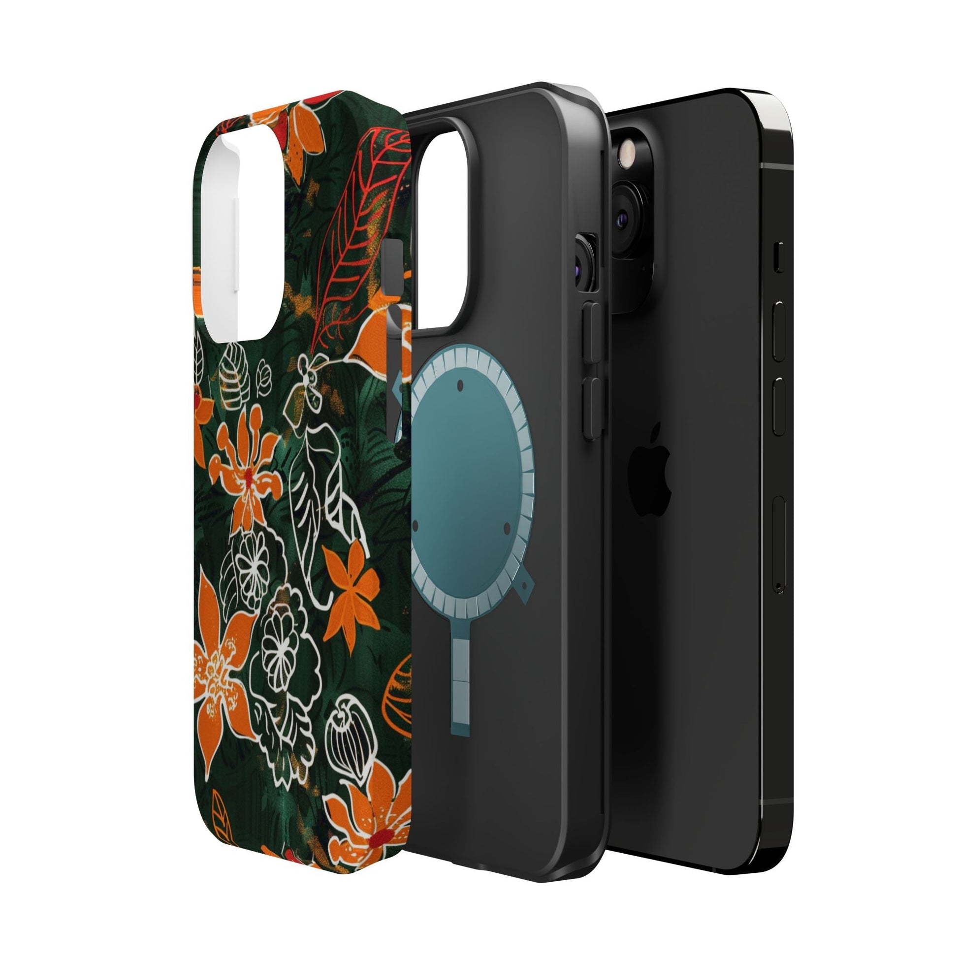 Magnetic Impact - Resistant Phone Case — Tropical Orange Floral - DIGITAL X