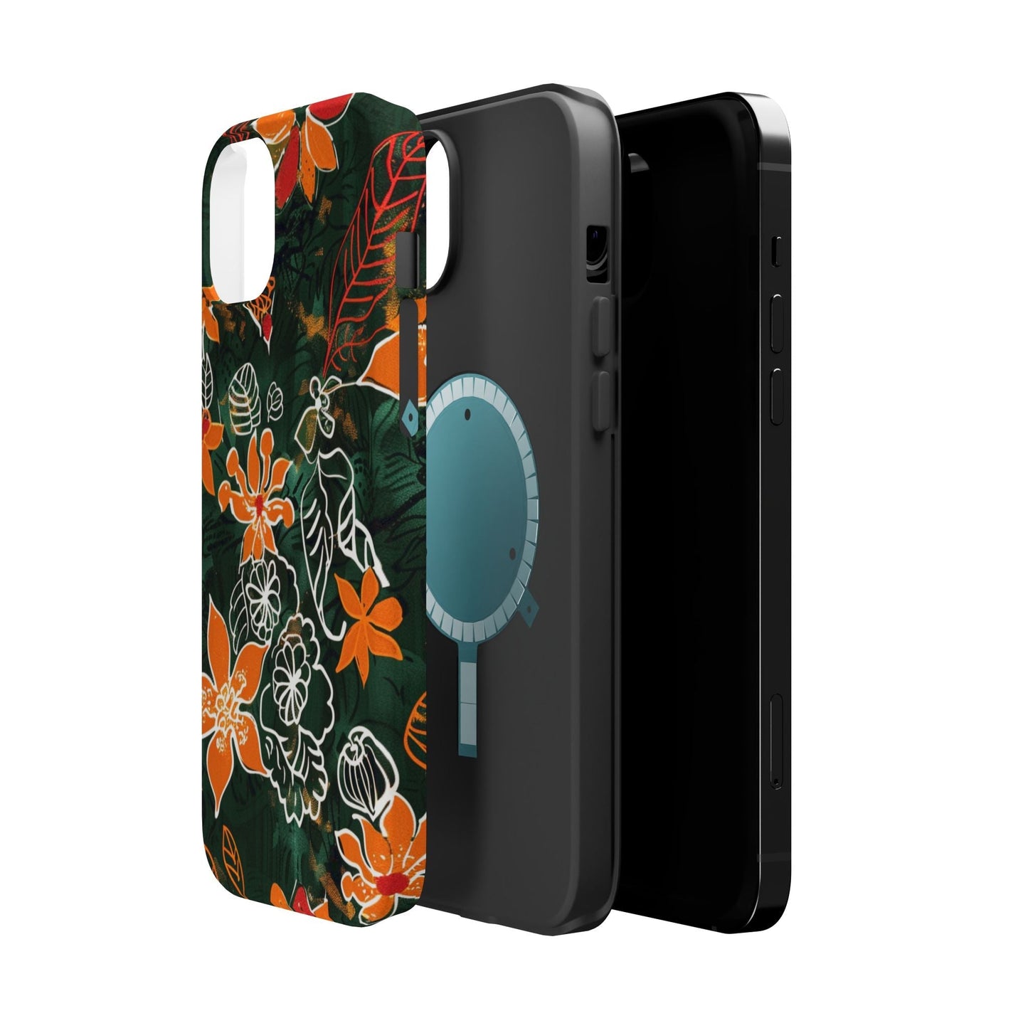 Magnetic Impact - Resistant Phone Case — Tropical Orange Floral - DIGITAL X