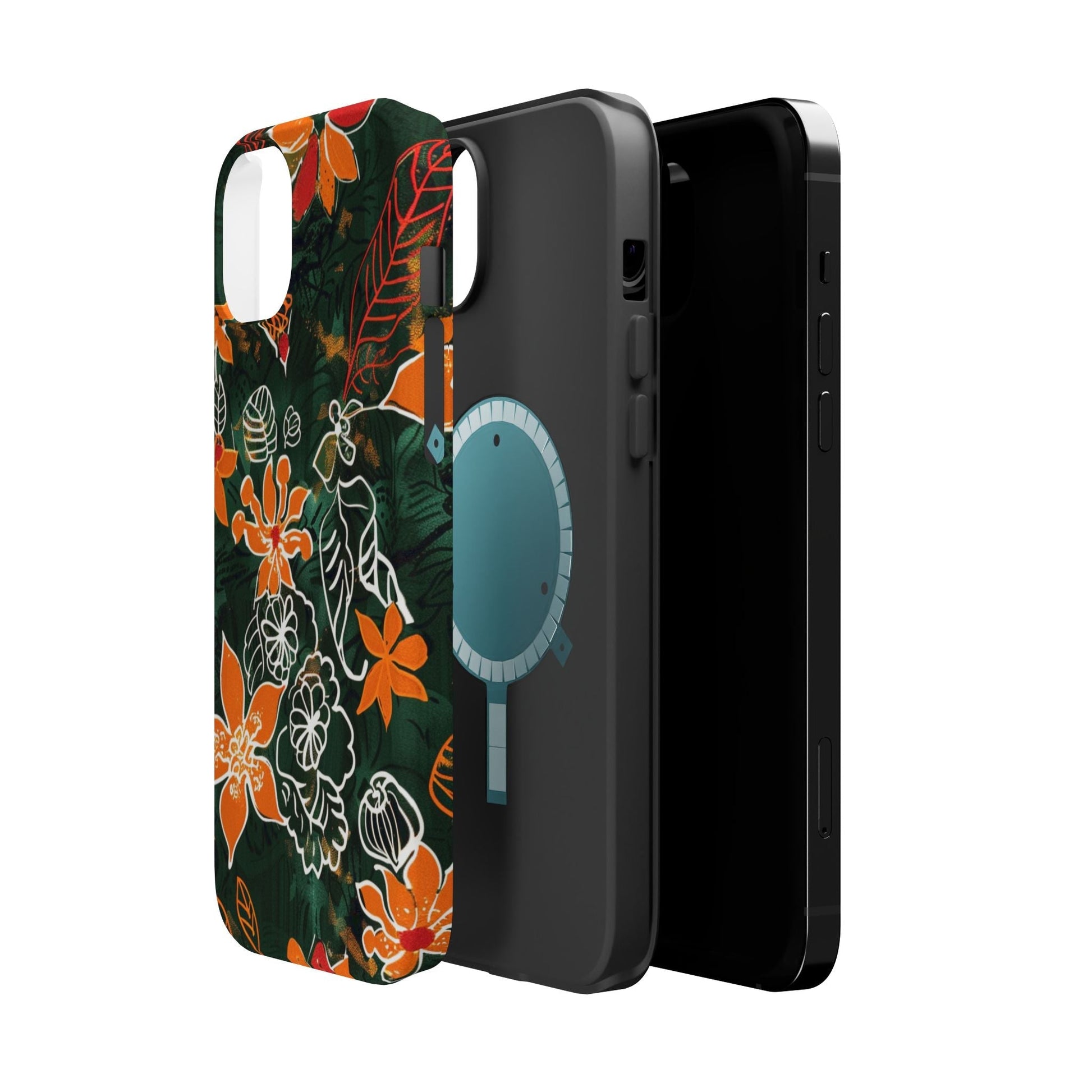 Magnetic Impact - Resistant Phone Case — Tropical Orange Floral - DIGITAL X
