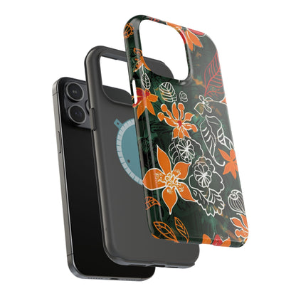 Magnetic Impact - Resistant Phone Case — Tropical Orange Floral - DIGITAL X