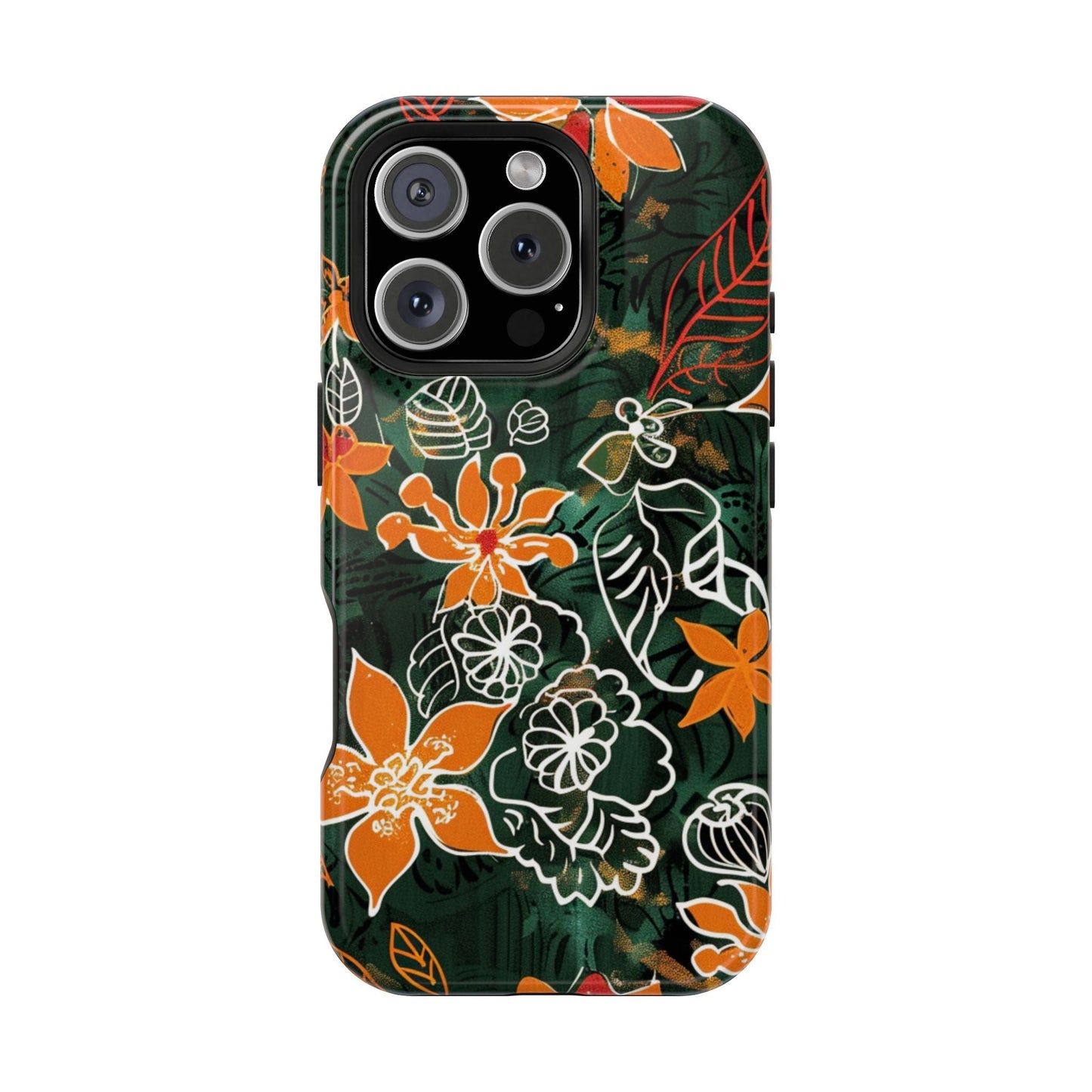 Magnetic Impact - Resistant Phone Case — Tropical Orange Floral - DIGITAL X