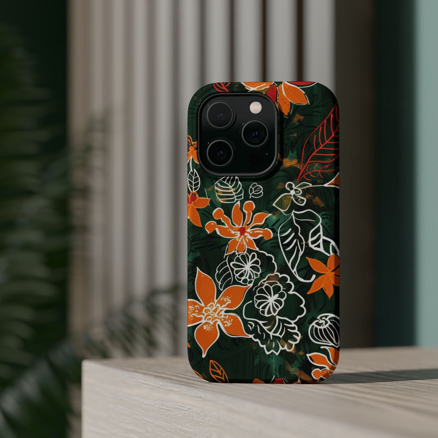 Magnetic Impact - Resistant Phone Case — Tropical Orange Floral - DIGITAL X