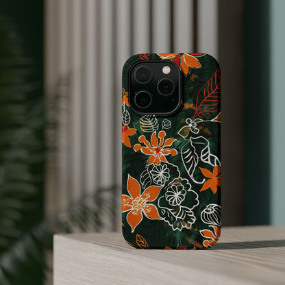 Magnetic Impact - Resistant Phone Case — Tropical Orange Floral - DIGITAL X