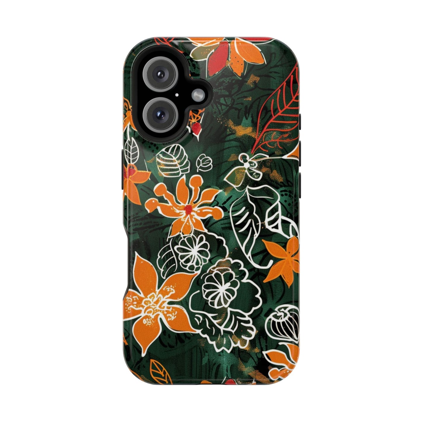 Magnetic Impact - Resistant Phone Case — Tropical Orange Floral - DIGITAL X